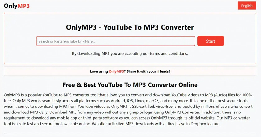 OnlyMP3.link Landing Page