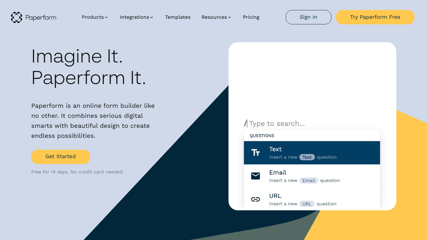 Paperform Landing page