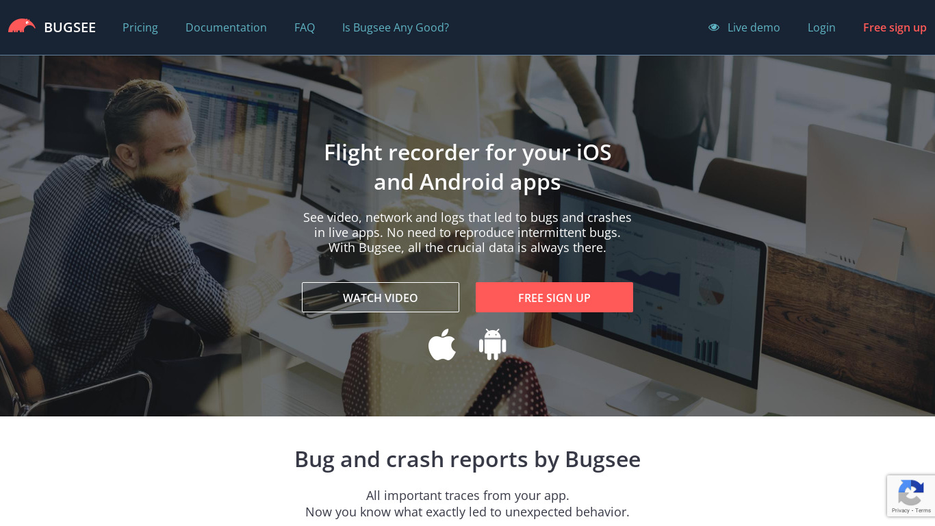 Bugsee Landing page