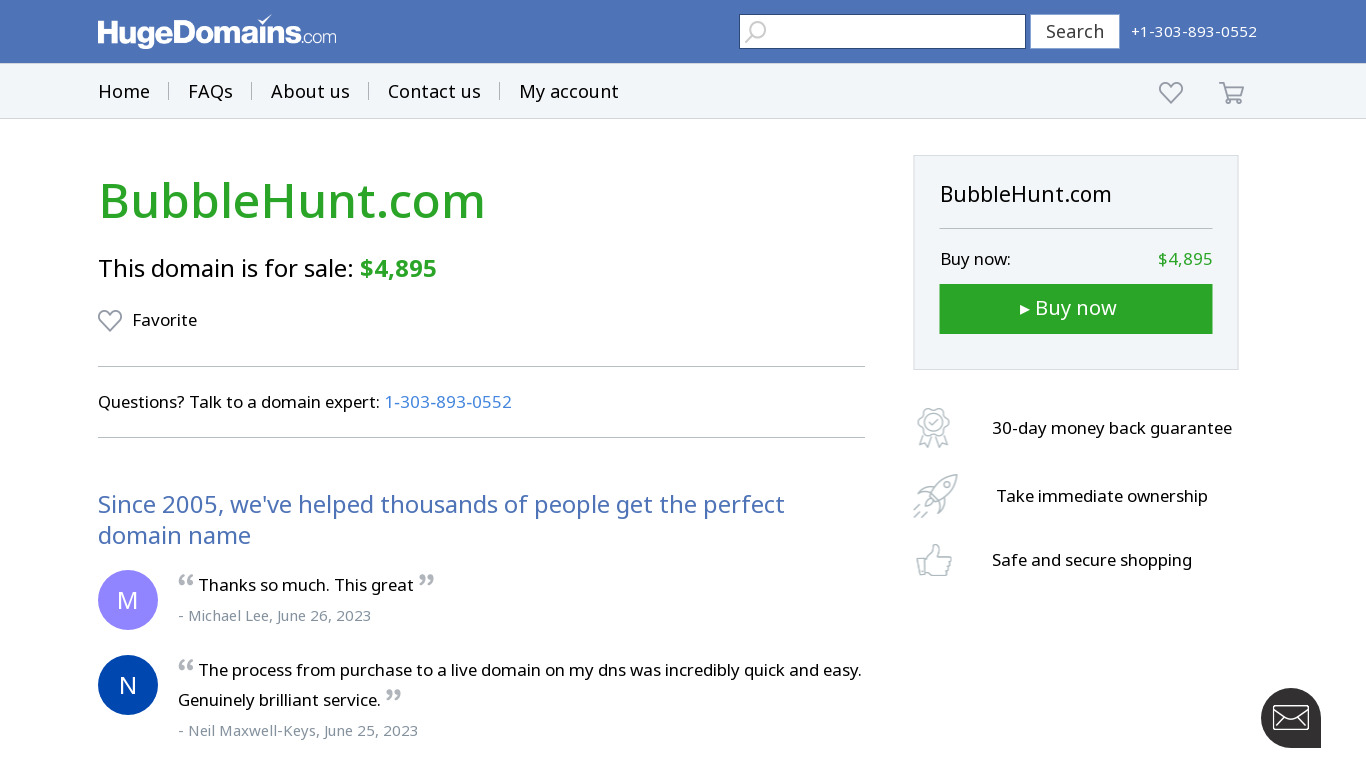 Bubblehunt Landing page