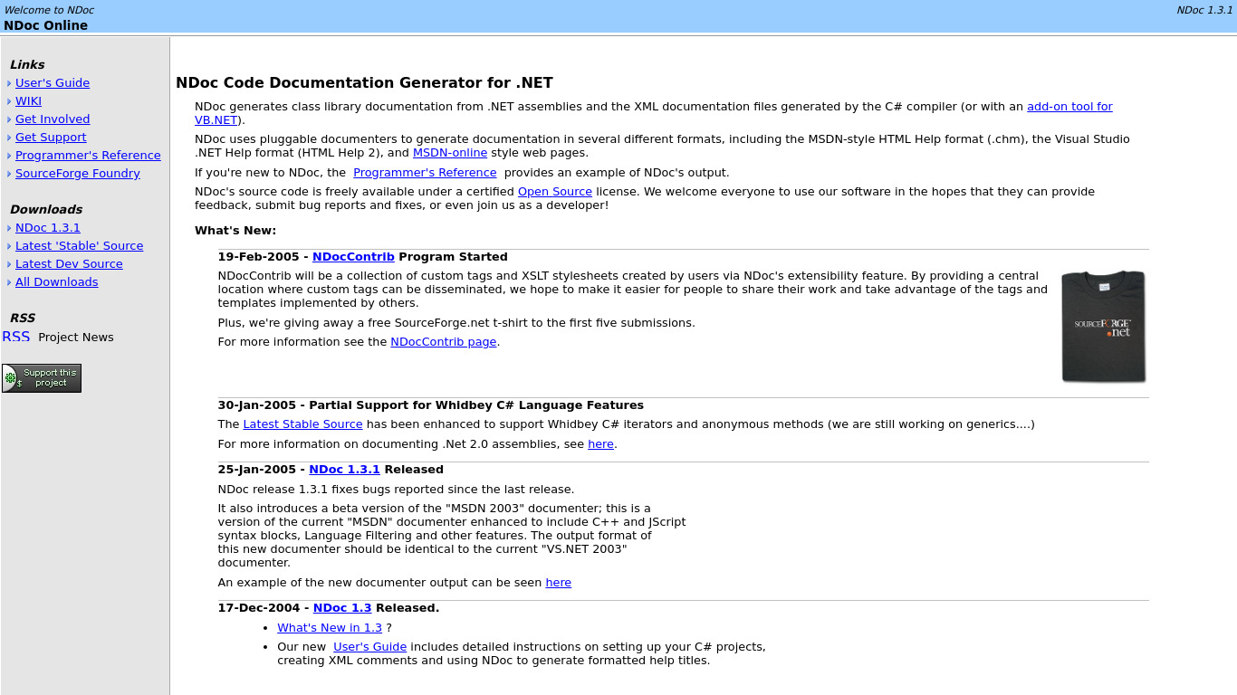 NDoc Landing page