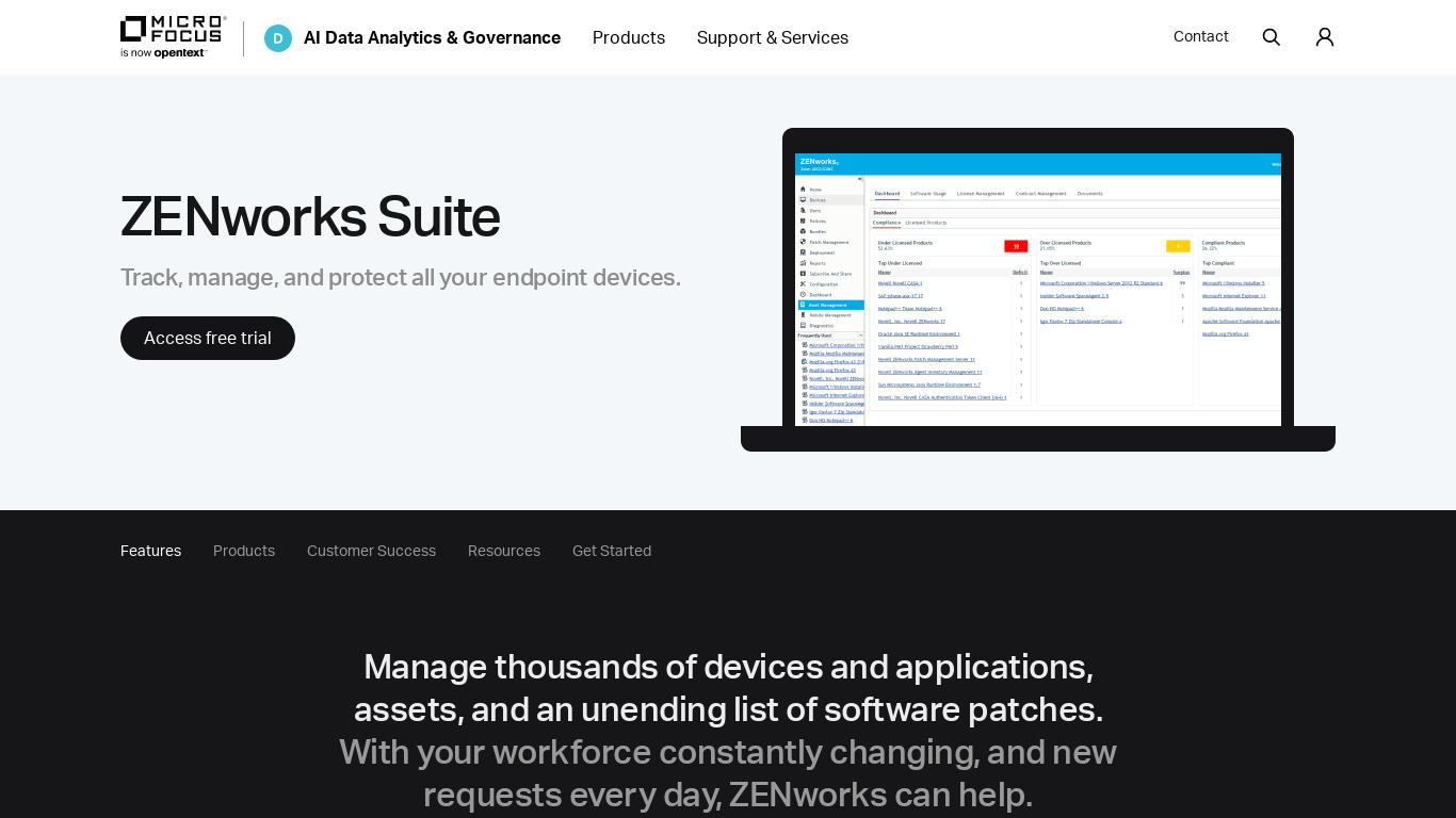 Zenworks Landing page