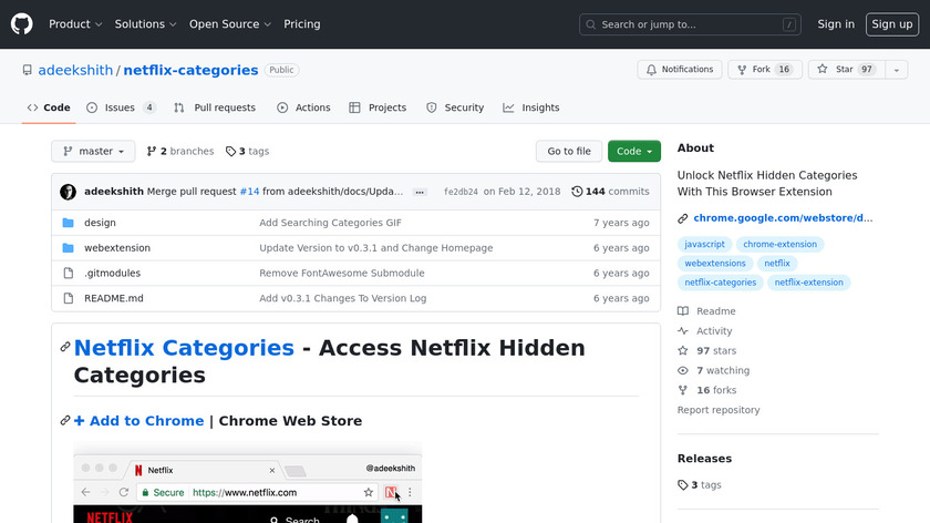 Netflix Categories Landing Page