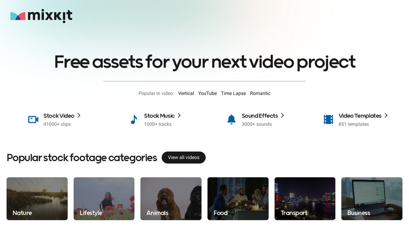 Mixkit Landing Page