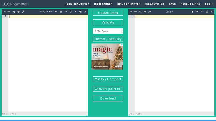 JSONFormatter.org Landing Page