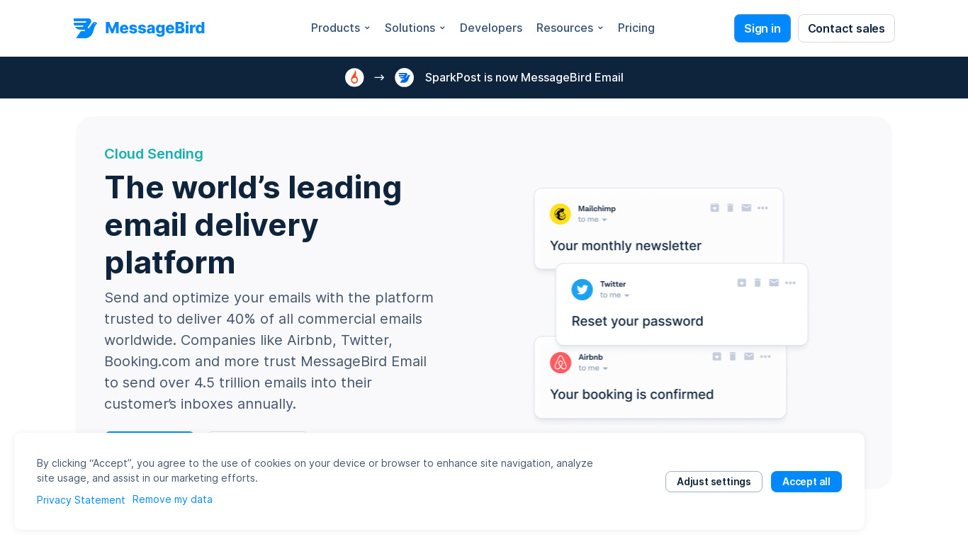 Sparkpost Landing page