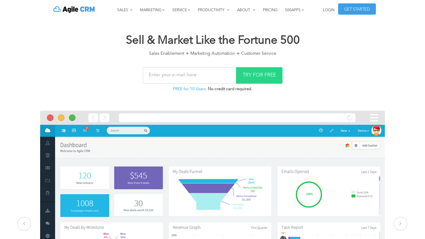 Agile CRM Landing page