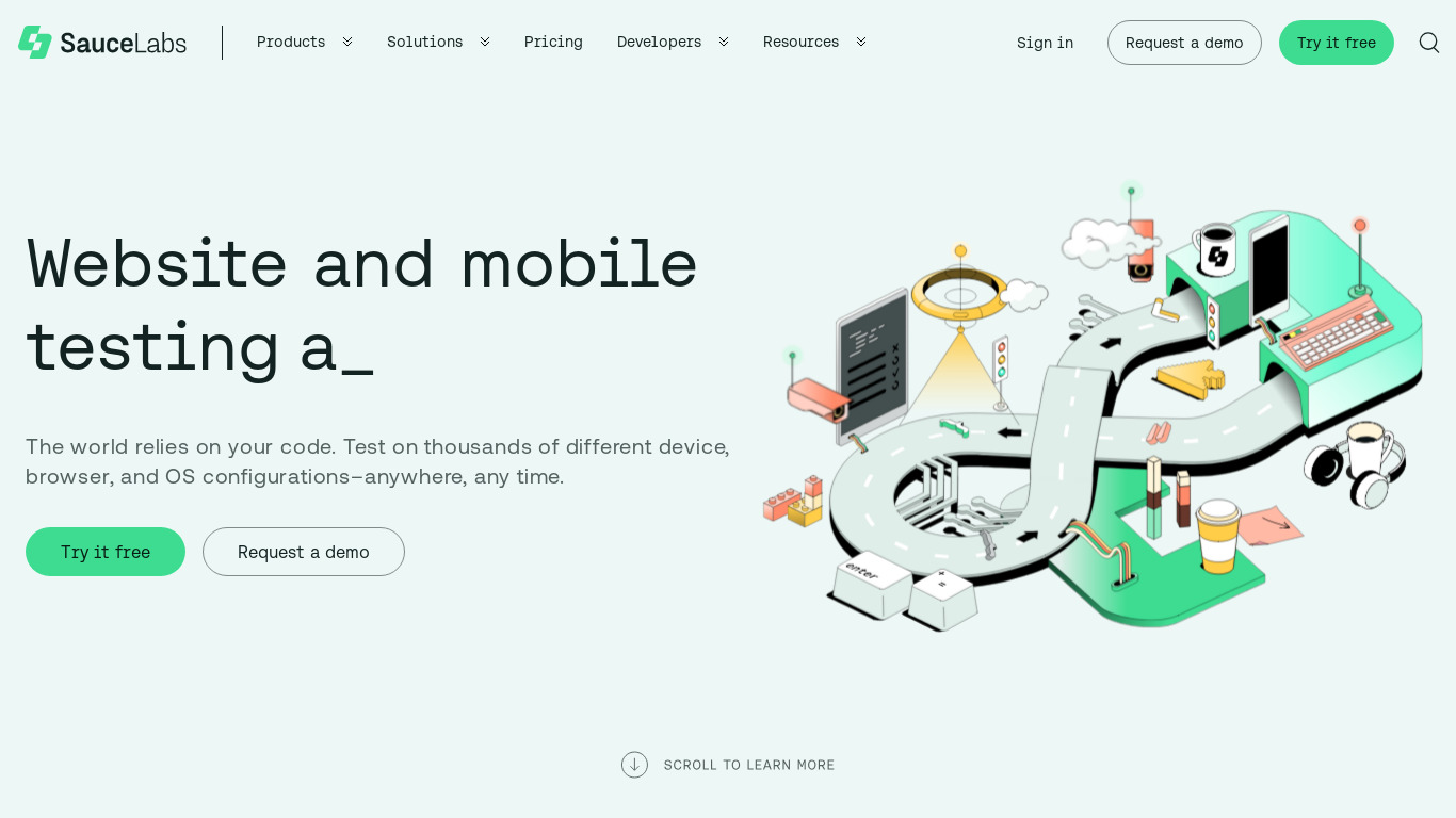 Sauce Labs Landing page
