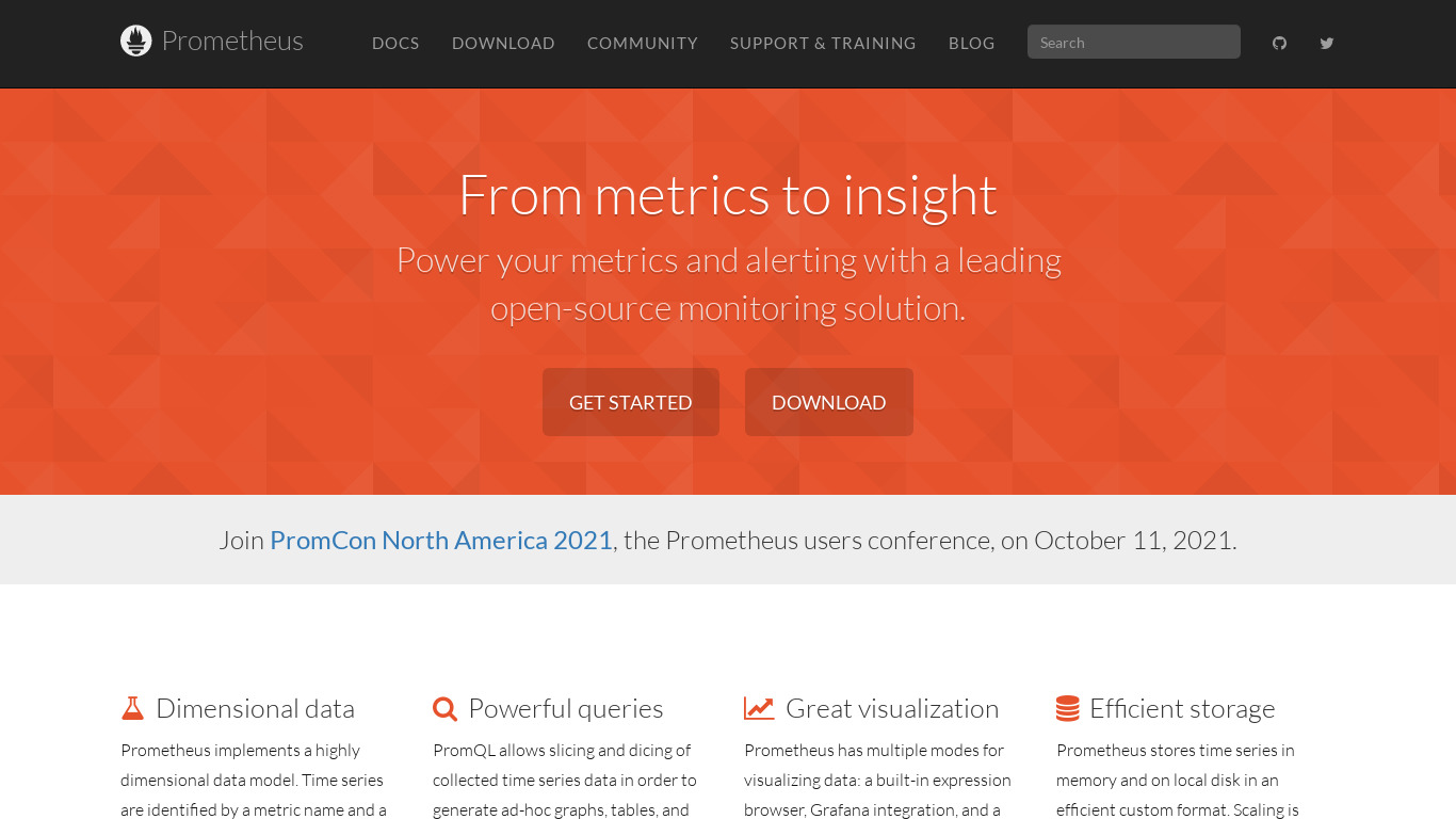 Prometheus Landing page