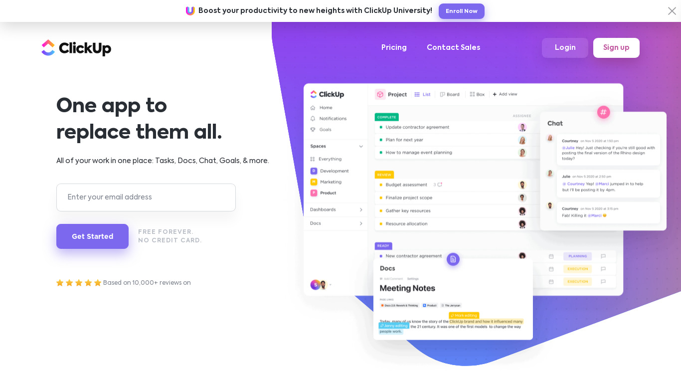 ClickUp Landing page