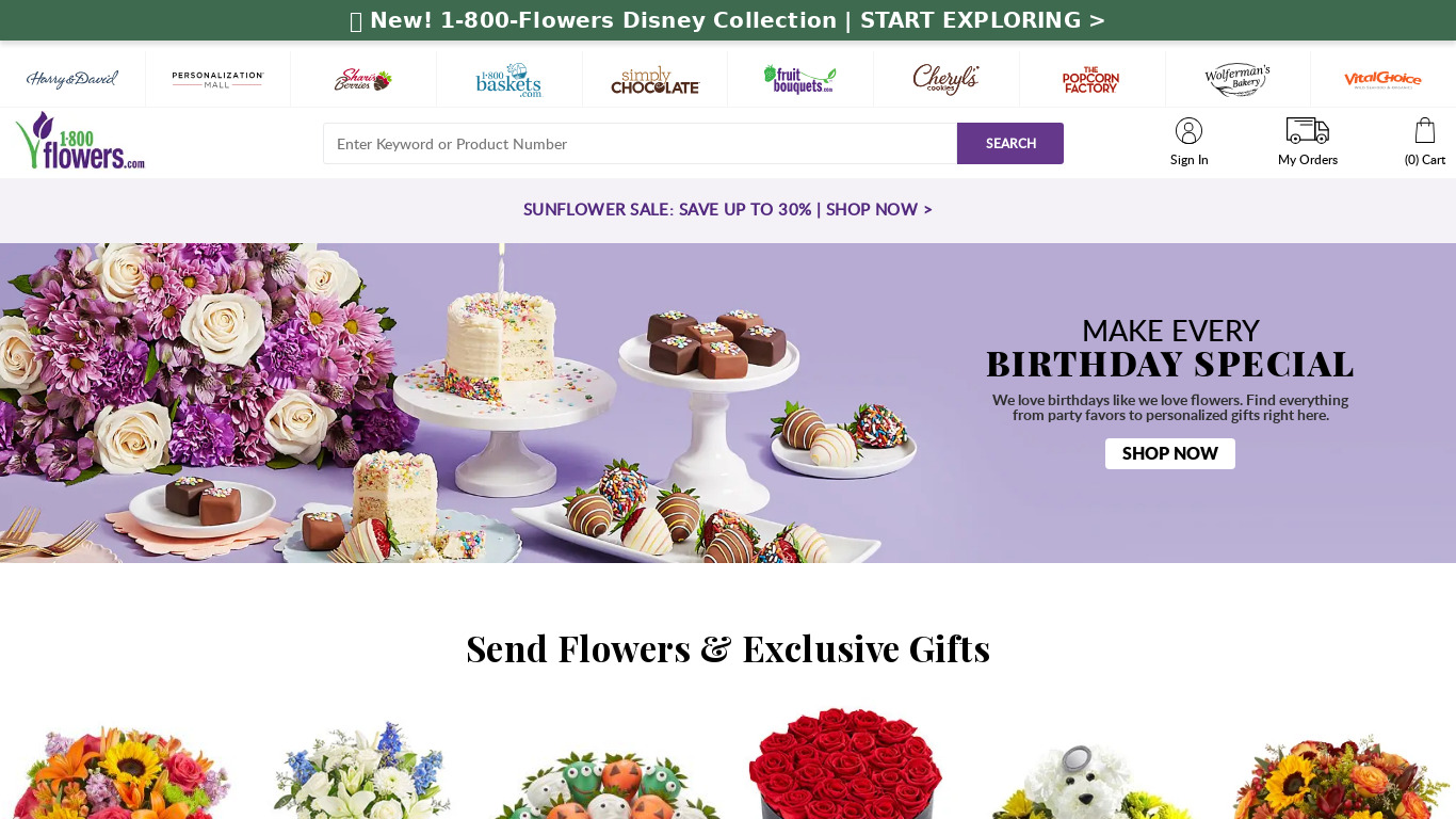 1-800-Flowers.com Landing page