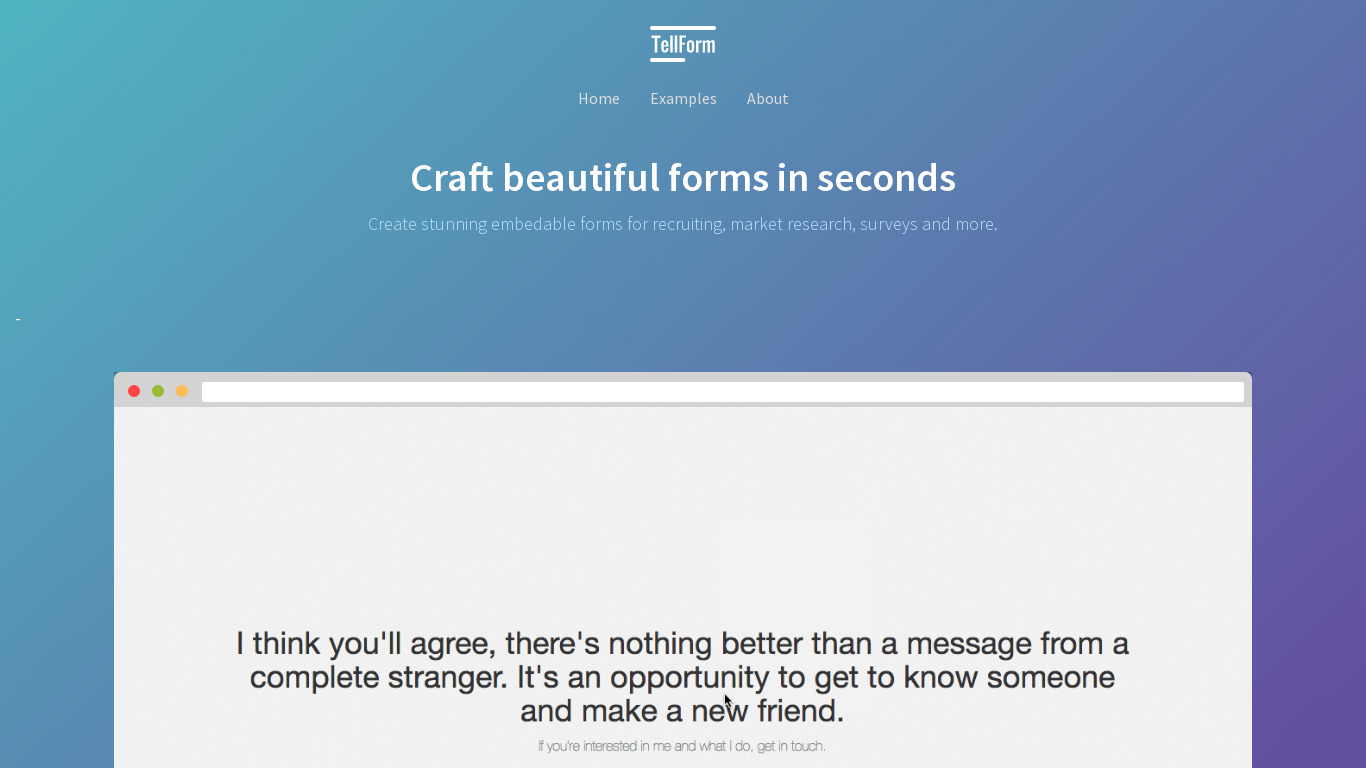 TellForm Landing page
