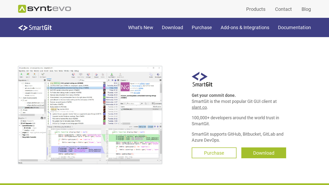 SmartGit Landing page