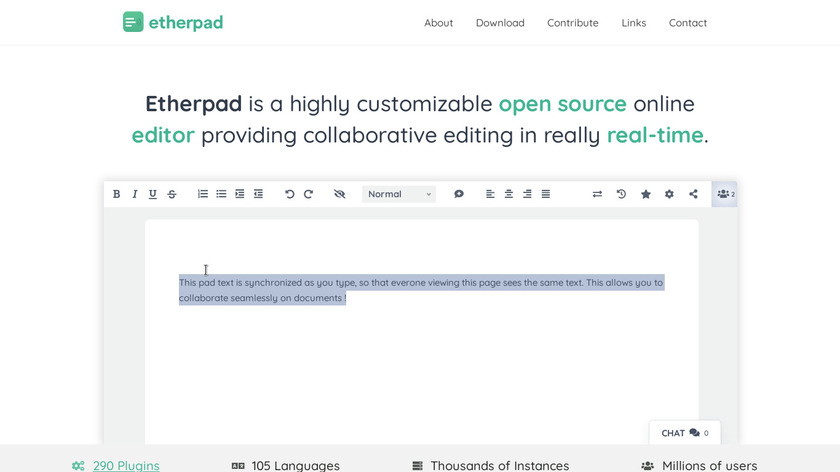 Etherpad Landing Page