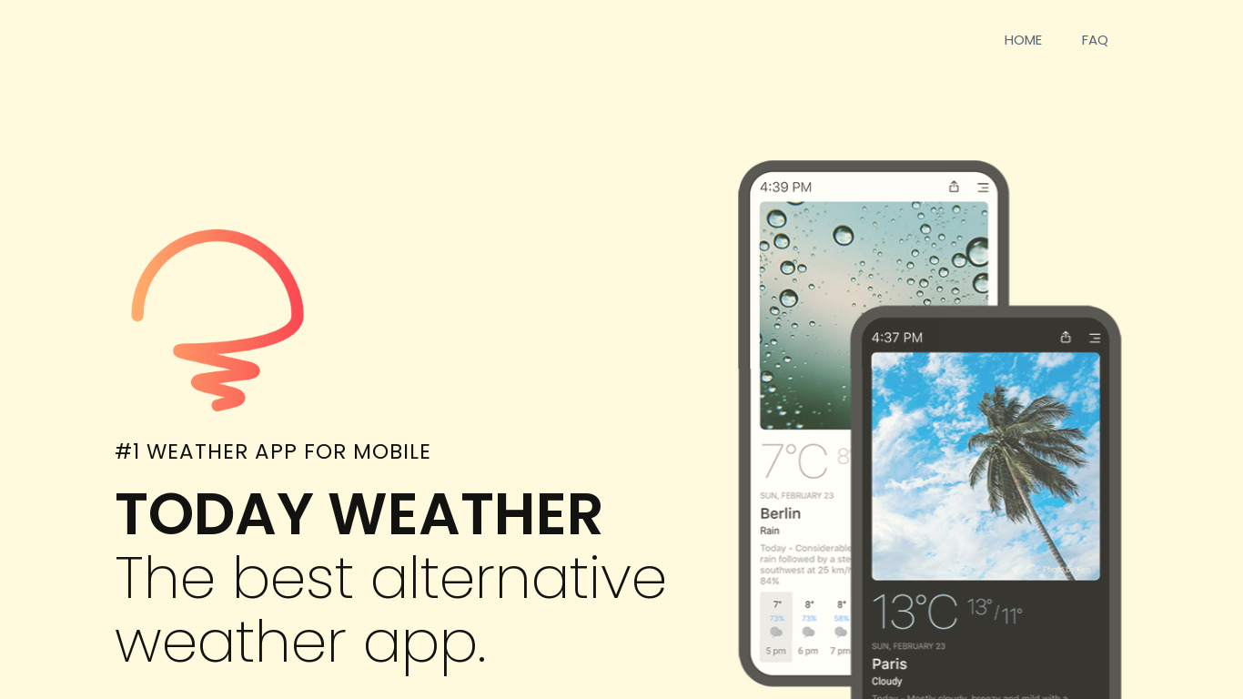 Today Weather Landing page
