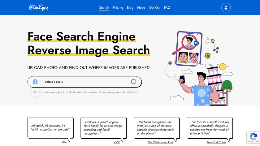 PimEyes Landing Page