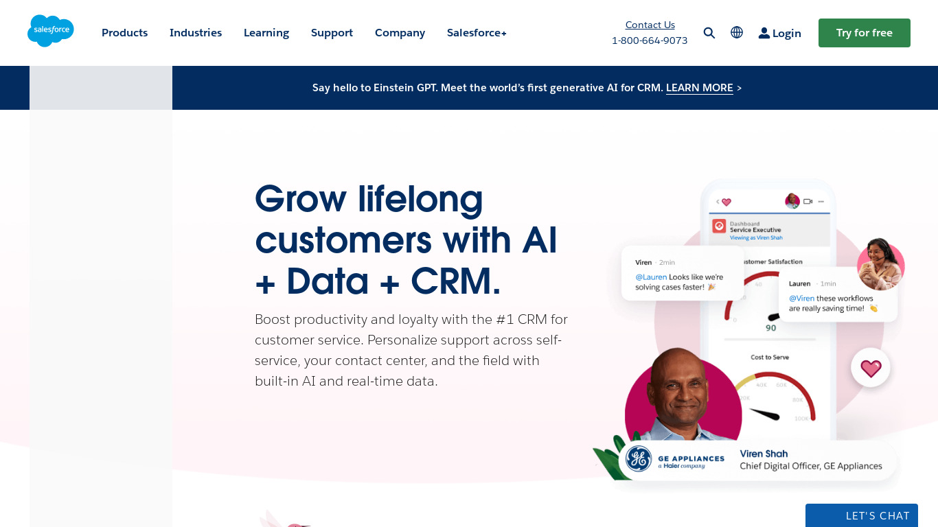 Salesforce Service Cloud Landing page