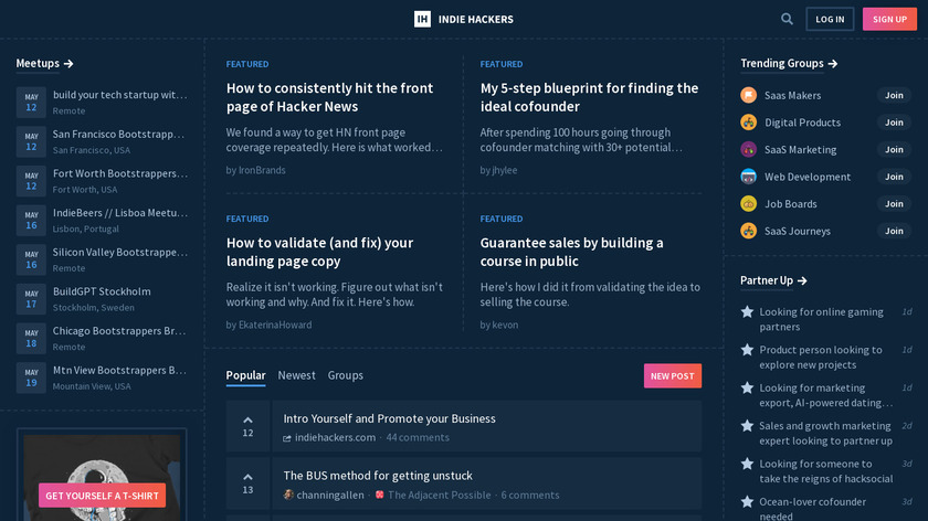 Indie Hackers Landing Page