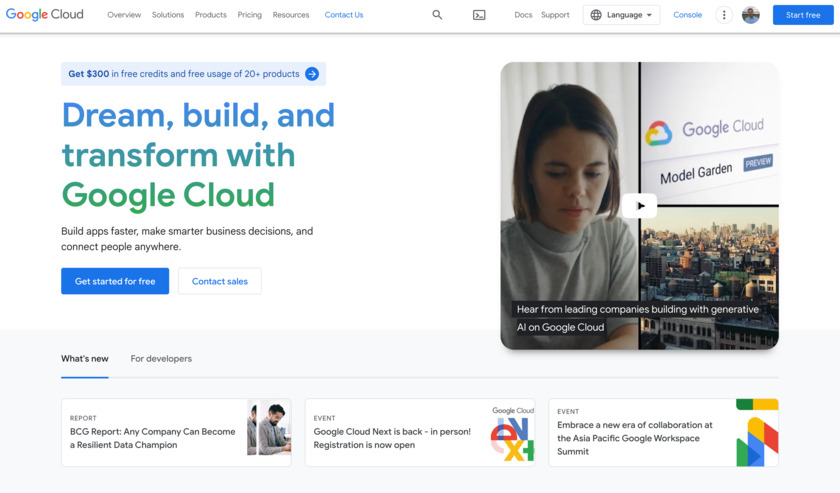 Google Cloud Platform Landing Page