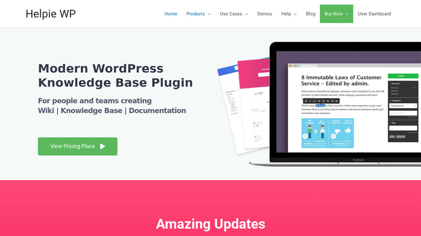 Helpie Knowledge Base Wiki Plugin Landing Page