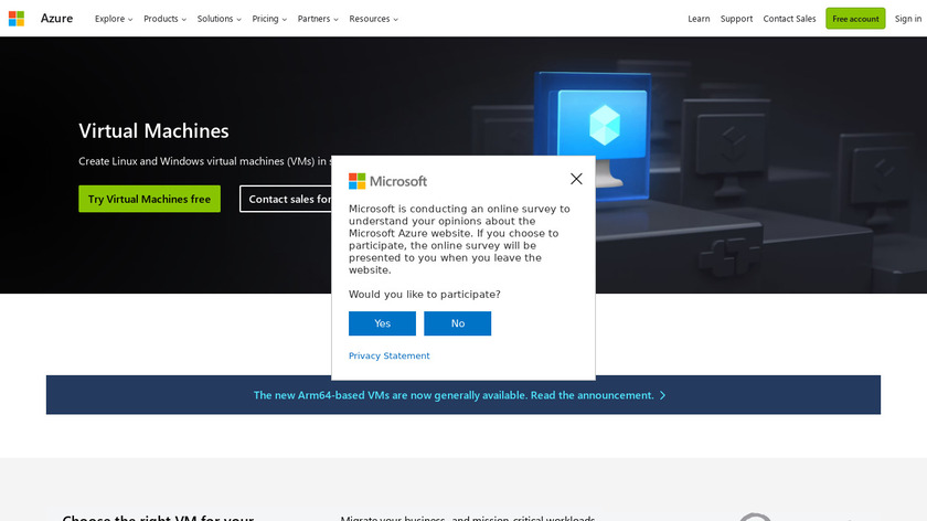 Azure Virtual Machines Landing Page