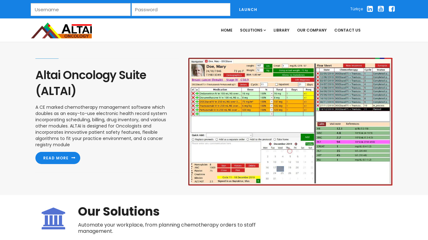 Altai Oncology Suite Landing page