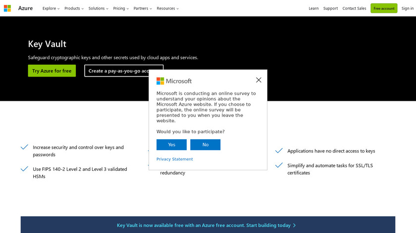 Azure Key Vault Landing Page